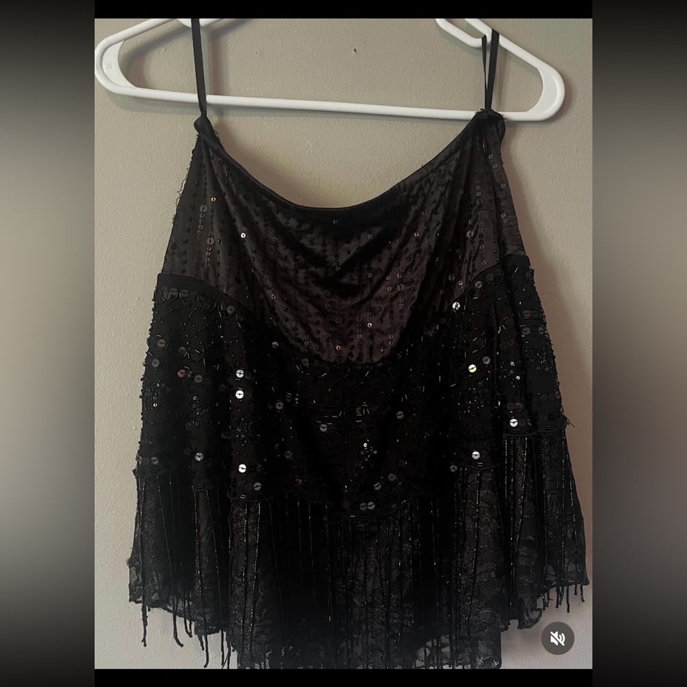 Le Chateau Black Sequin A-Line Skirt